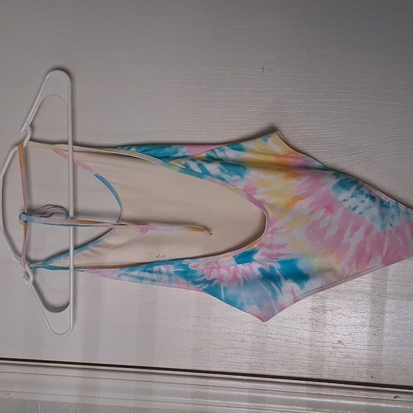 Sisstrevolution One Piece Pastel Tie Dye Multicolor Swimsuit Halter nwt Sz Small - Picture 4 of 7